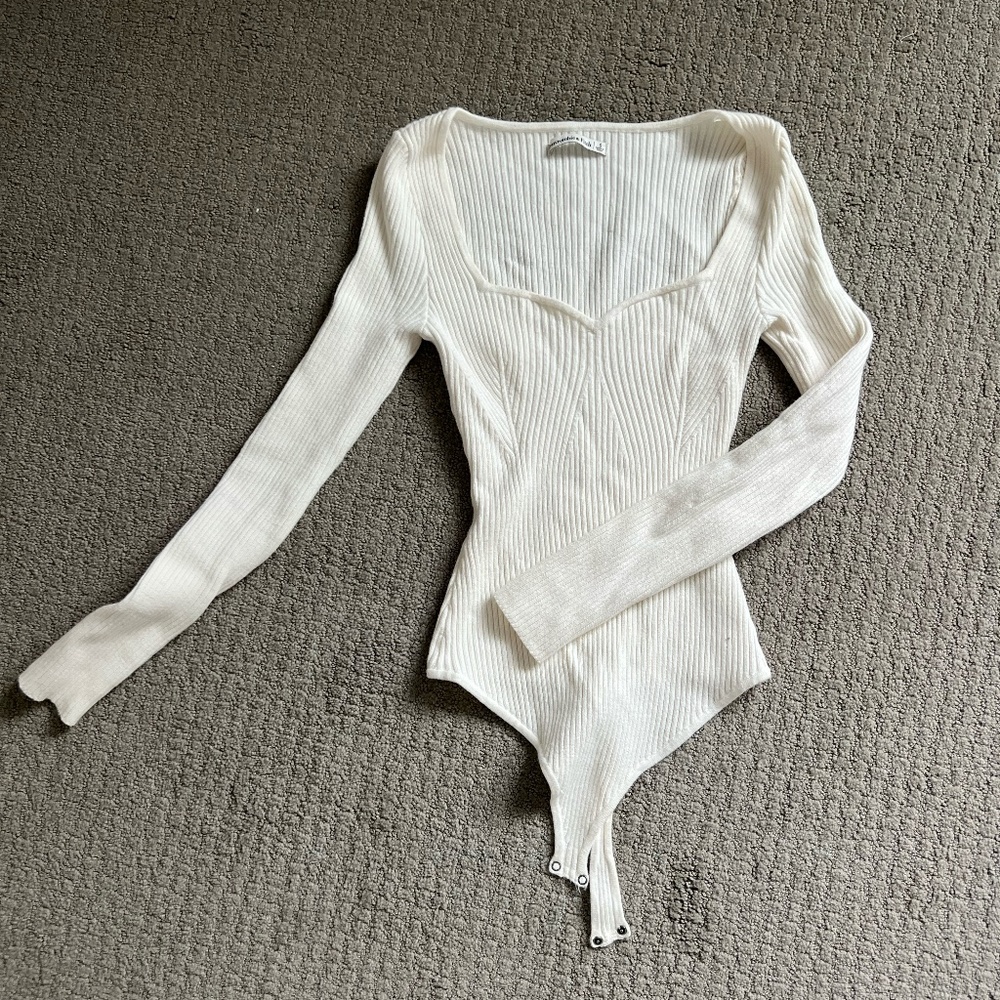 White Sweater Abercrombie Bodysuit